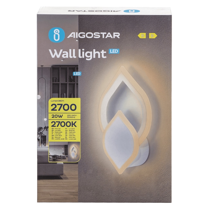 Aigostar - Applique murale LED/20W/230V 2700K blanc