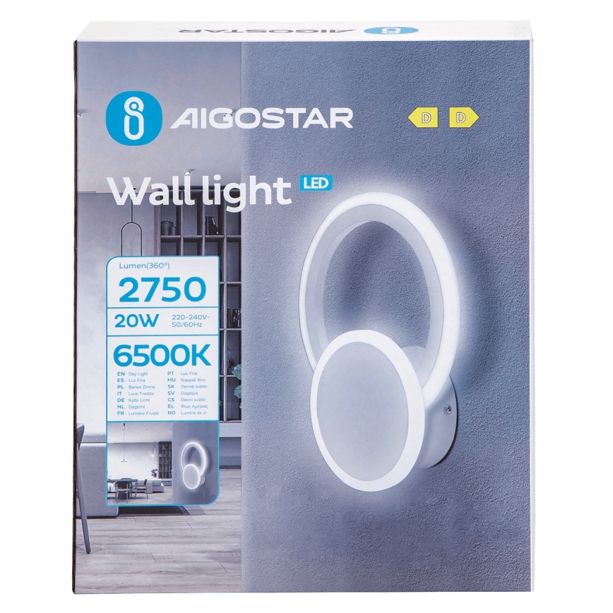 Aigostar - Applique murale LED/20W/230V 6500K blanc