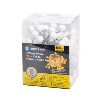 Aigostar - Guirlande de Noël extérieure 100xLED/3xAA/8 fonctions 10,3 m IP44 blanc chaud