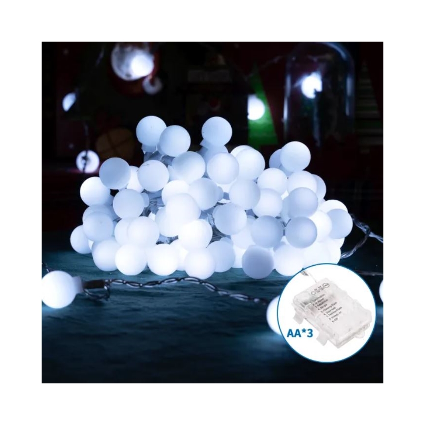 Aigostar - Guirlande de Noël extérieure 25xLED/3xAA/8 fonctions 2,8 m IP44 blanc froid