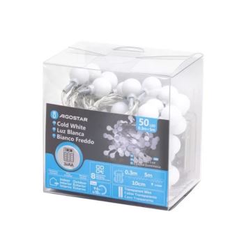 Aigostar - Guirlande de Noël extérieure 50xLED/3xAA/8 fonctions 5,3 m IP44 blanc froid