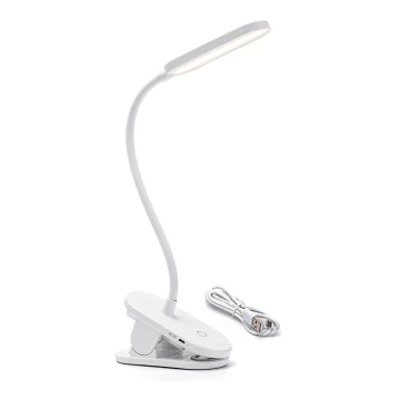 Aigostar - Lampe de table à intensité variable rechargeable avec pince LED/2,5W/5V 1200mAh blanc