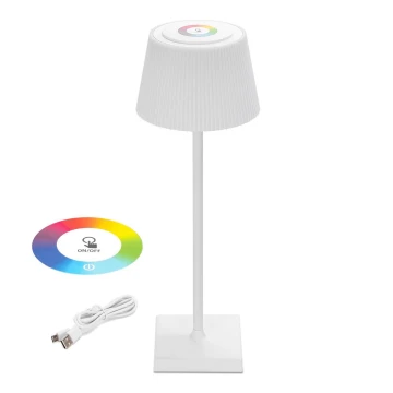 Aigostar - Lampe de table RGBW extérieure à intensité variable rechargeable LED/4W/5V 3600mAh blanche IP54