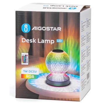 Aigostar - LED RGB Lampe de table à intensité variable rechargeable LED/1W/5V 1800mAh 13,5 cm + télécommande