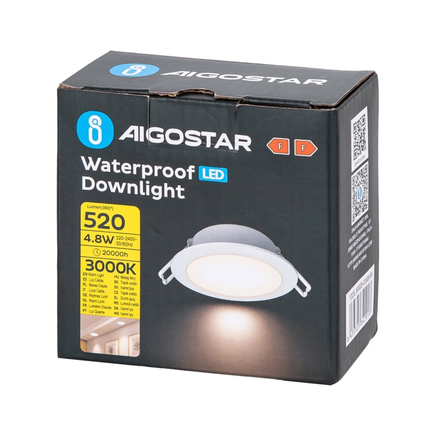 Aigostar - Spot encastrable de salle de bain LED/4,8W/230V 3000K blanc IP65