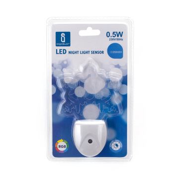 Aigostar - Veilleuse LED RGB avec un détecteur LED/0,5W/230V flocon de neige