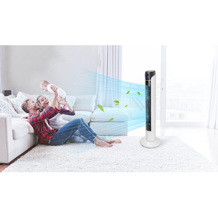 Aigostar - Ventilateur colonne 50W/230V noir/blanc + télécommande