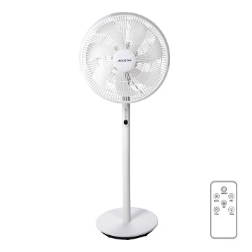 Aigostar - Ventilateur sur pied 45W/230V blanc + télécommande