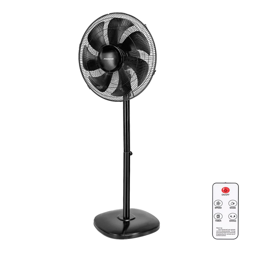 Aigostar - Ventilateur sur pied 55W/230V noir + télécommande