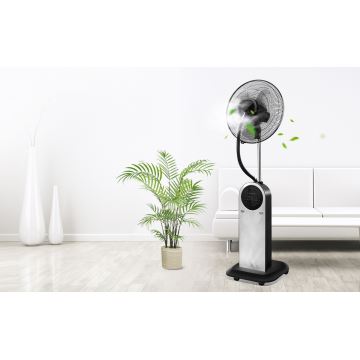 Aigostar - Ventilateur sur pied avec brumisateur 95W/230V noir/gris + télécommande