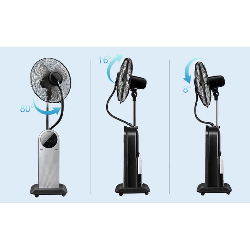 Aigostar - Ventilateur sur pied avec brumisateur 95W/230V noir/gris + télécommande