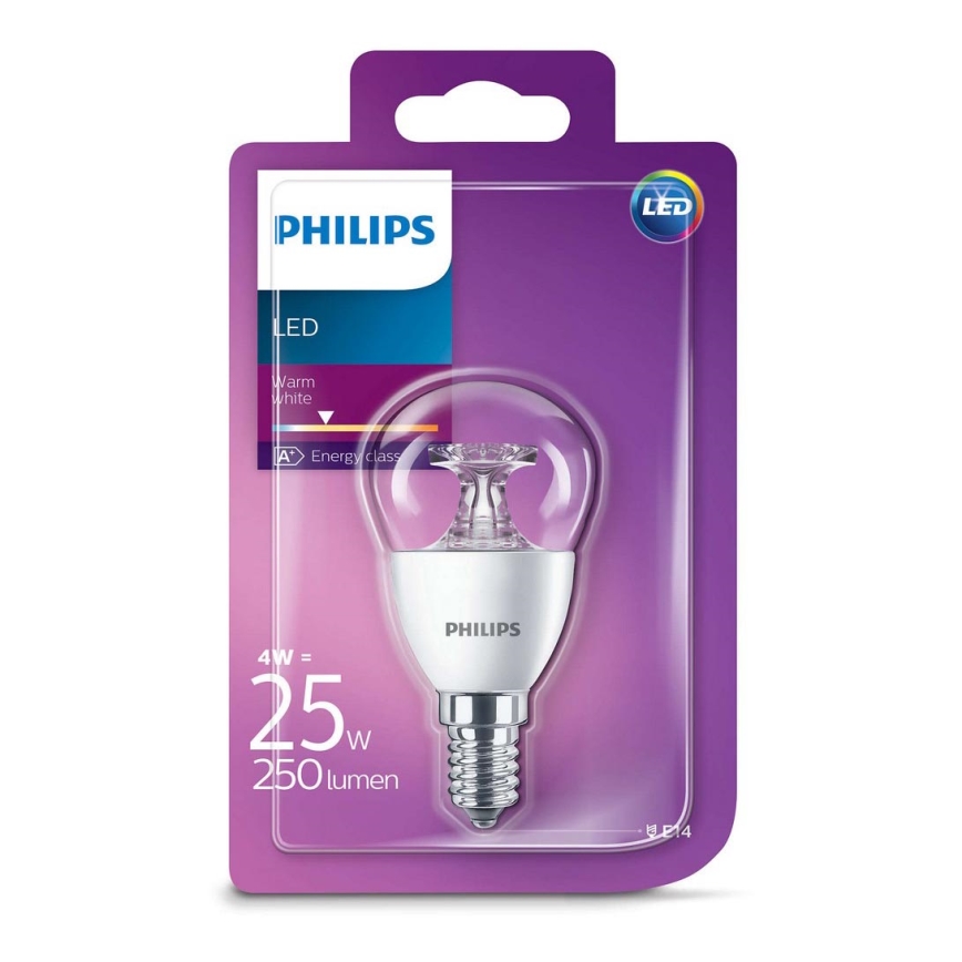 Ampoule LED Philips E14/4W/230V - LUSTER transparent