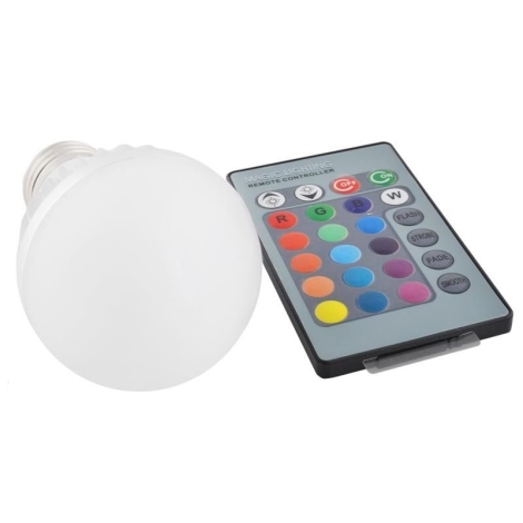 Ampoule LED 6W E27 RGB + Blanc chaud avec télécommande