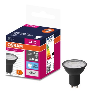 Ampoule LED VALUE PAR16 GU10/4,5W/230V 6500K 36° noir - Ledvance