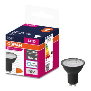 Ampoule LED VALUE PAR16 GU10/6,9W/230V 4000K 36° noir - Ledvance