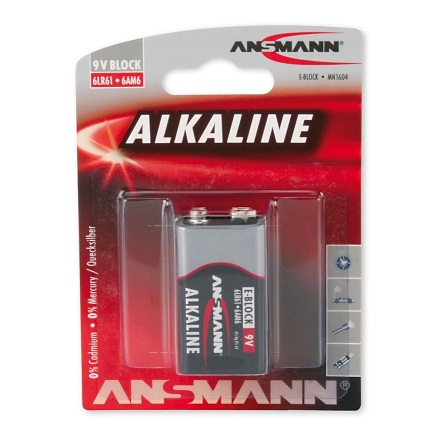Ansmann 09887 6LR61 9V Block RED - Pile alcaline 9V