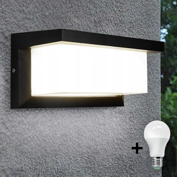 Applique murale extérieure avec ampoule avec détecteur crépusculaire NEELY 1xE27/9W/230V IP54 noir