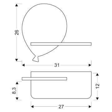 Applique murale pour enfants avec une étagère BALLOON LED/4W/230V jaune/bois - certifié FSC