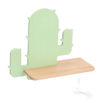 Applique murale pour enfants avec une étagère CACTUS LED/4W/230V vert/bois - certifié FSC