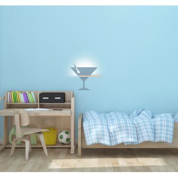 Applique murale pour enfants avec une étagère PICCOLO LED/4W/230V bleu/bois - certifié FSC