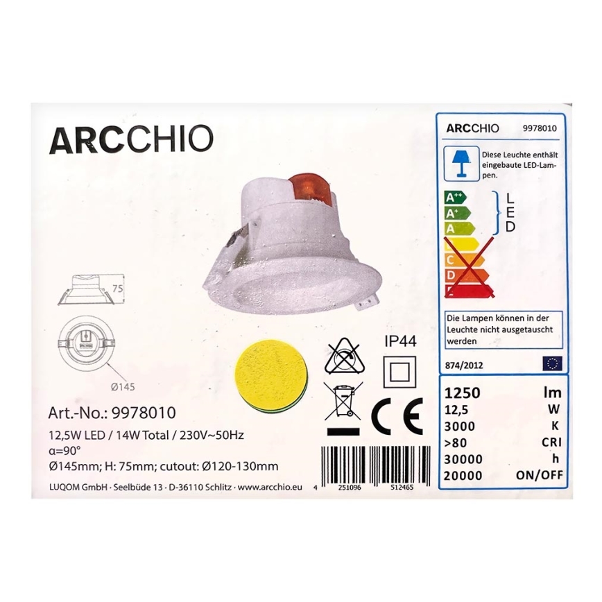 Arcchio - Spot encastrable ARIAN LED/12,5W/230V I44