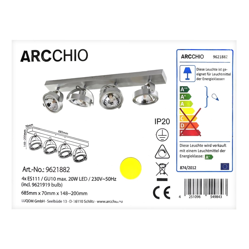 Arcchio - Spot LED MUNIN 4xGU10/ES111/11,5W/230V