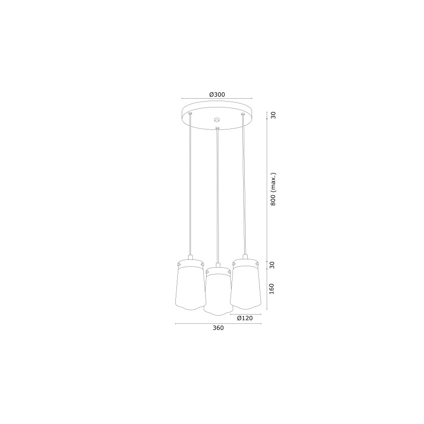 Argon 6164 - Suspension filaire PASADENA 3xE27/15W/230V doré/blanc