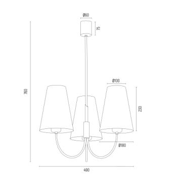 Argon 6270 - Suspension avec tige SAFIANO 3xE27/15W/230V burgundy