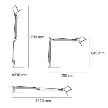 Artemide AR A004430+AR A005330 ENSEMBLE - Lampe de table TOLOMEO 1xE27/70W/230V