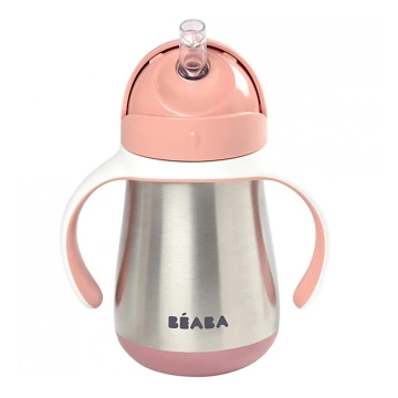 Beaba - Mug thermo-isolé avec paille 250 ml rose