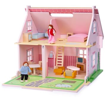 Bigjigs Toys - Maison de poupée en bois transportable