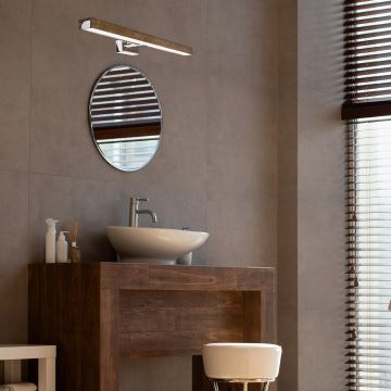 Brilagi - Éclairage de miroir salle de bain WOODY MIRROR LED/12W/230V IP44 chêne/chrome