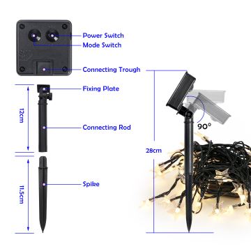Brilagi - Guirlande solaire décorative STARS 50xLED/8 fonctions 7m IP65 blanc chaud