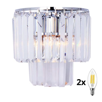 Brilagi - LED Applique murale en cristal MOZART 2xE14/40W/230V chrome brillant