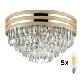 Brilagi - LED Plafonnier en cristal VELURE 5xE14/40W/230V doré