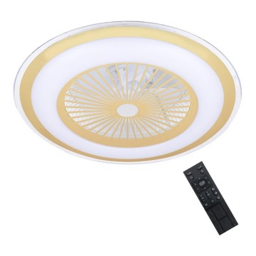 Brilagi - Luminaire à intensité variable avec ventilateur RONDA LED/48W/230V 3000-6000K doré + télécommande