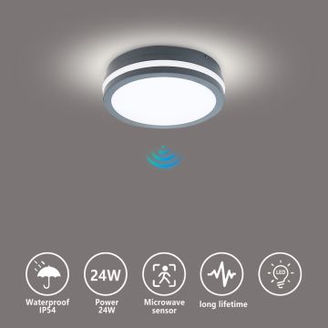 Brilagi - Luminaire extérieur avec détecteur BENE LED/18W/230V d. 22 cm anthracite IP54