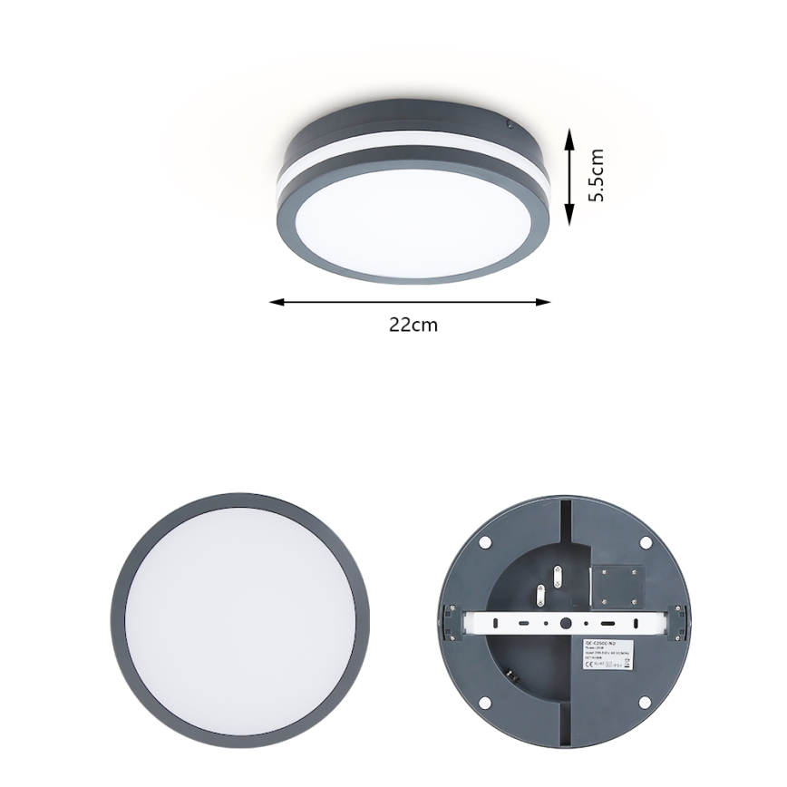 Brilagi - Luminaire extérieur avec détecteur BENE LED/18W/230V d. 22 cm anthracite IP54