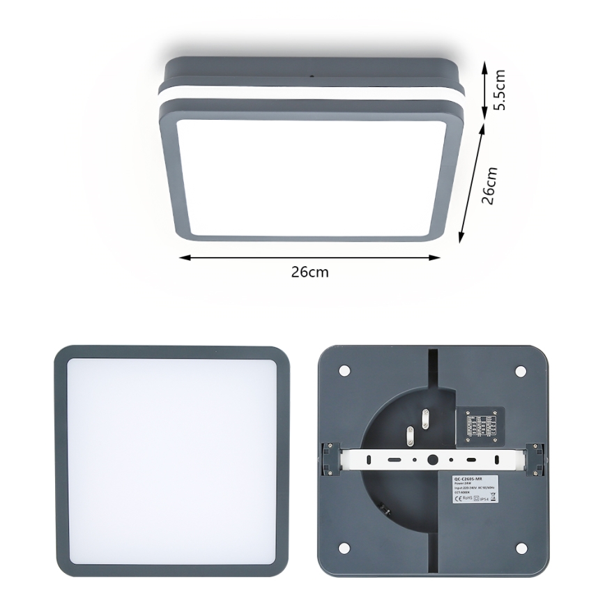 Brilagi - Luminaire extérieur avec détecteur BENE LED/24W/230V 26x26 cm anthracite IP54