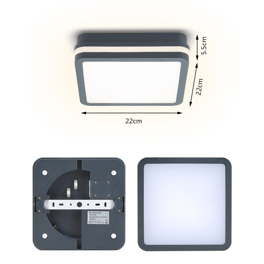 Brilagi - Luminaire extérieur BENE LED/18W/230V 22x22 cm anthracite IP54