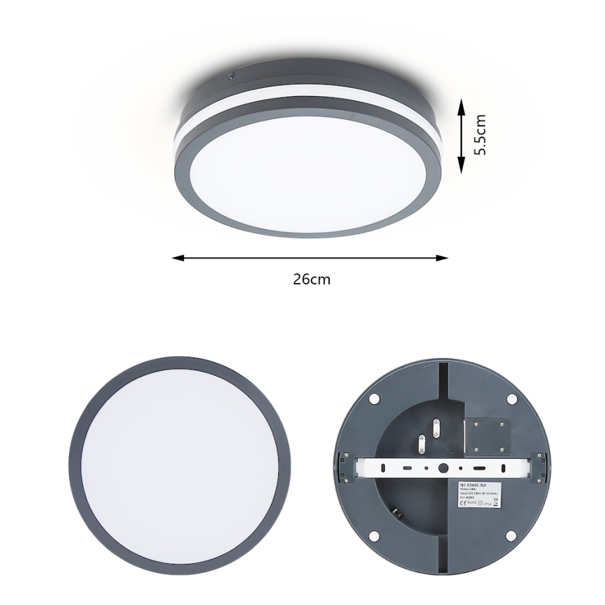 Brilagi - Luminaire extérieur BENE LED/24W/230V d. 26 cm anthracite IP54