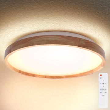 Brilagi - Plafonnier à intensité variable ALSON LED/48W/230V 3000-6500K chêne d. 39,5 cm + télécommande