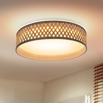 Brilagi - Plafonnier à intensité variable CAMILA LED/48W/230V 3000-6500K bambou d. 40 cm + télécommande