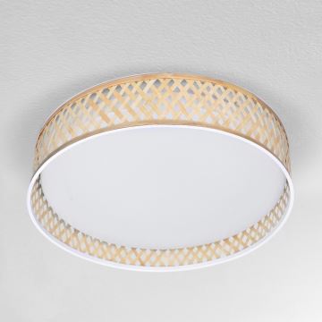 Brilagi - Plafonnier à intensité variable CAMILA LED/48W/230V 3000-6500K bambou d. 40 cm + télécommande