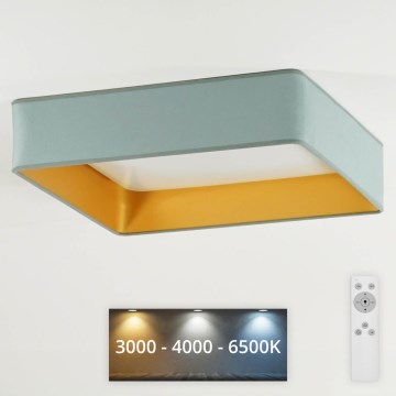 Brilagi - Plafonnier à intensité variable LED VELVET SQUARE LED/24W/230V 3000/4000/6500K + télécommande menthe