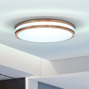 Brilagi - Plafonnier à intensité variable MOLINA LED/48W/230V 3000-6500K chêne d. 38 cm + télécommande