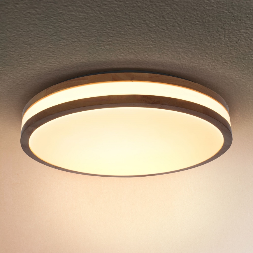 Brilagi - Plafonnier à intensité variable MOLINA LED/48W/230V 3000-6500K chêne d. 38 cm + télécommande