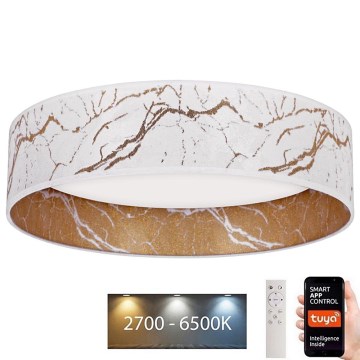 Brilagi - Plafonnier LED à intensité variable VELVET SMART LED/24W/230V d. 45 cm 2700-6500K Wi-Fi Tuya blanc/doré + télécommande