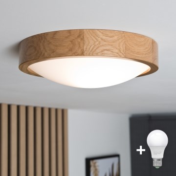 Brilagi - Plafonnier LED CARVALHO SLIM 1xE27/60W/230V chêne d. 27 cm