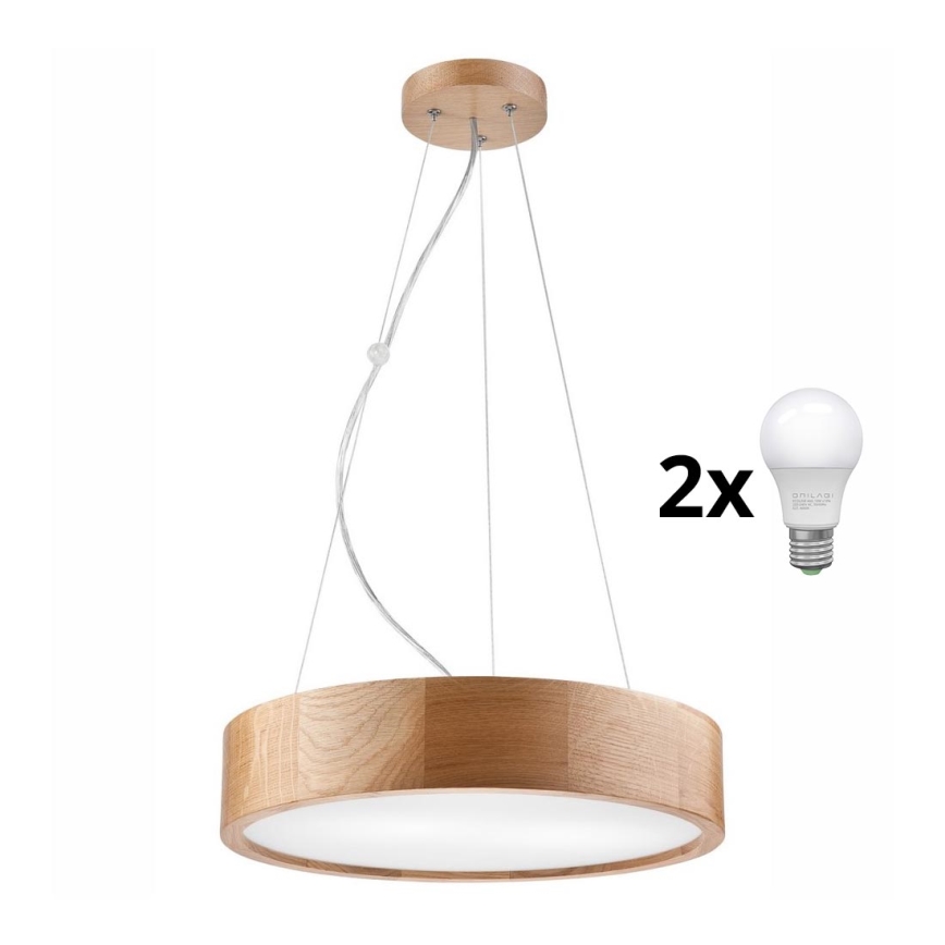 Brilagi - Suspension filaire LED CARVALHO 2xE27/60W/230V chêne d. 37 cm